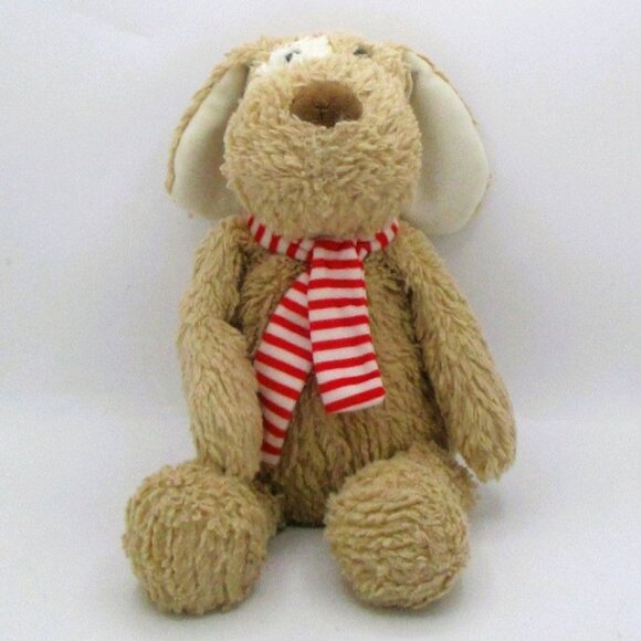 Manhattan Toy Plush Puppy Rex The Holiday Dog Red & White Striped Scarf - Picture 1 of 5